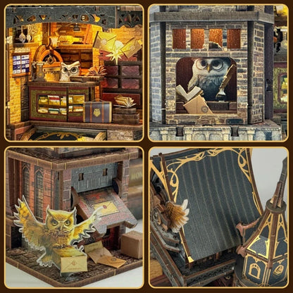 Kit de Casa en miniatura - Owl Post Office | Rompecabezas de madera 3D DIY