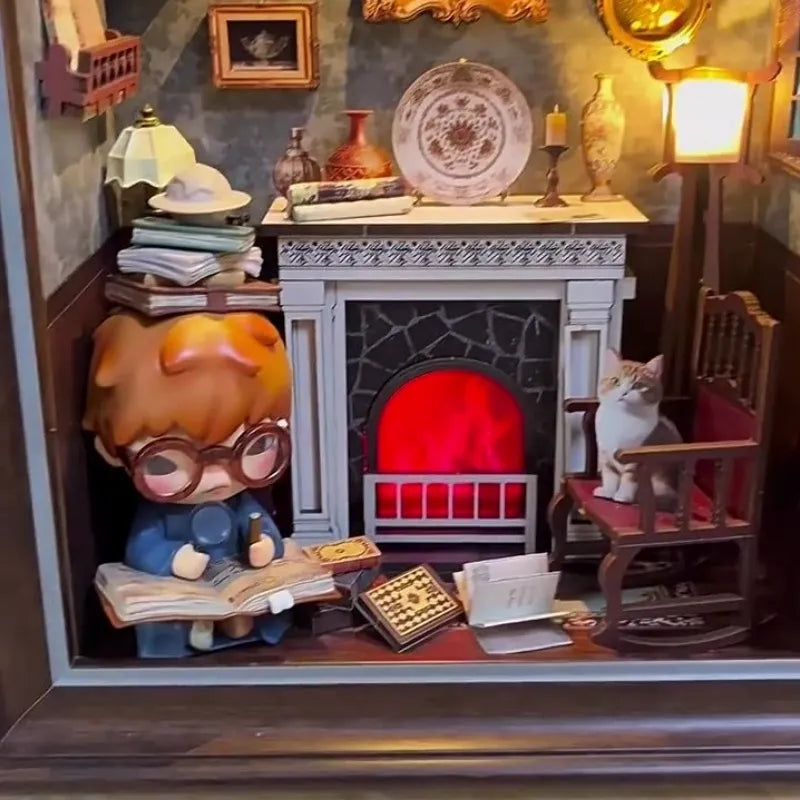 Kit DIY de marco de fotos 3D - Casa con chimenea | Diorama en miniatura