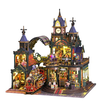 Kit de casa en miniatura - Ciudad aislada junto a la vía férrea