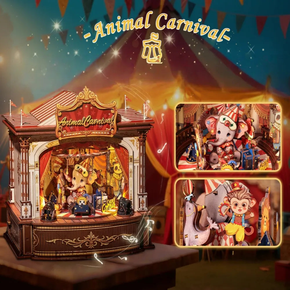 Caja de Música DIY de Madera - Carnaval de Animales